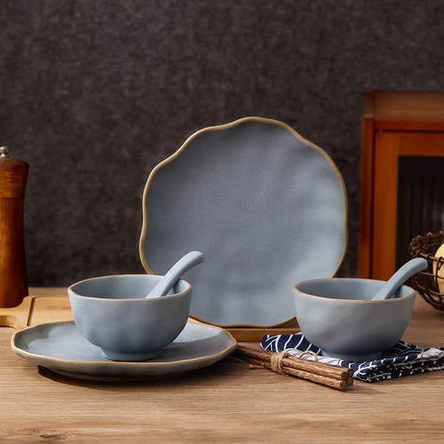 cm live 碗碟套装日式陶瓷碗盘组合家用盘碟新款复古风装菜盘子餐具