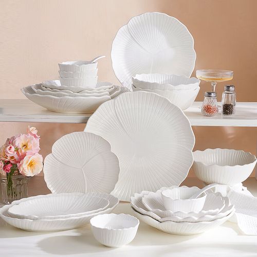 陶瓷吃饭碗面碗深碗餐具简约白色菜盘汤碗长盘送礼 45英寸米饭碗 产品